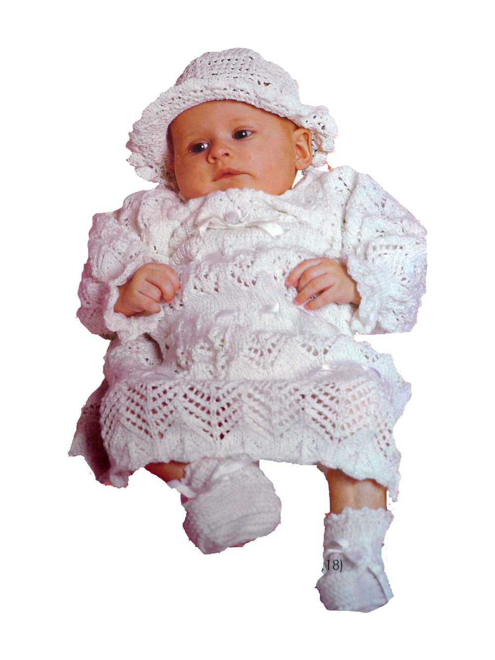 вязаное спицами платье для новорожденной девочки