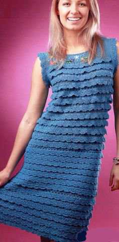 вязание крючком - платье крючком с оборками