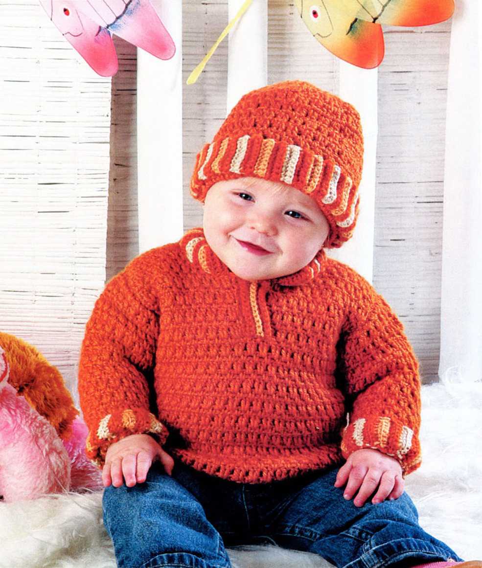 Пуловер и шапочка для ребёнка крючком