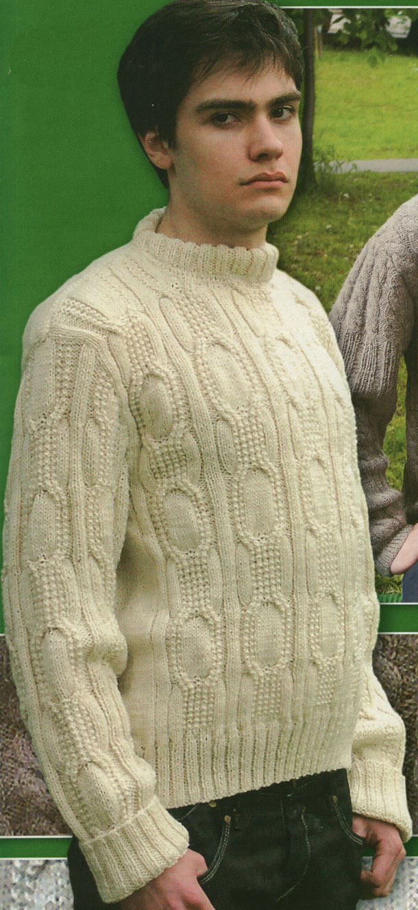Мужской пуловер вязаный спицами