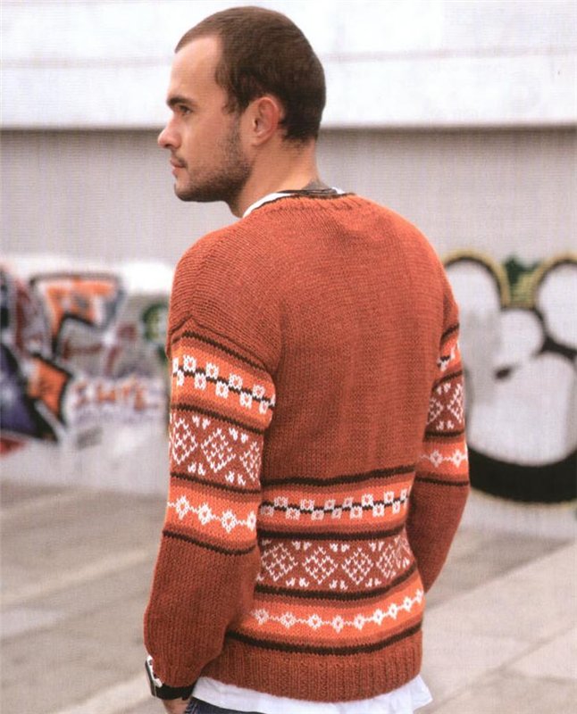 мужской пуловер с жаккардовым узором
